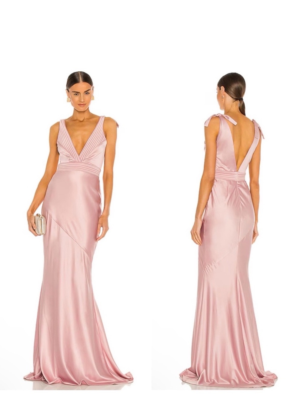 Zhivago Beloved Gown Blush Pink Satin Backless V‑Neck Size 10 NWT